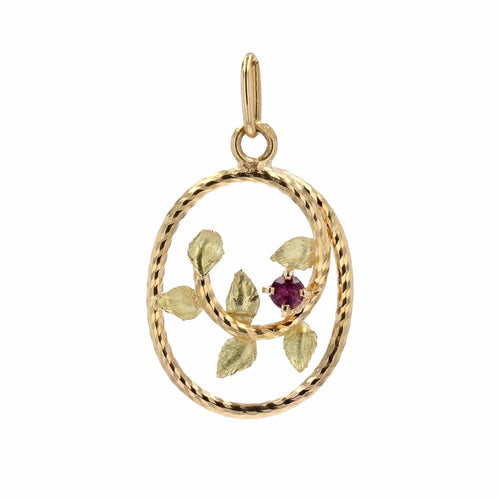 Pendentif Pendentif ancien grenat et feuilles d'or 58 Facettes CVP68