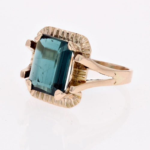 Bague 51 Bague rétro tourmaline indigolite en or 58 Facettes 23-004