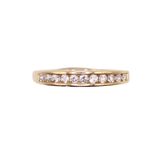 Bague Alliance demi-tour or jaune et diamants serti rail 58 Facettes