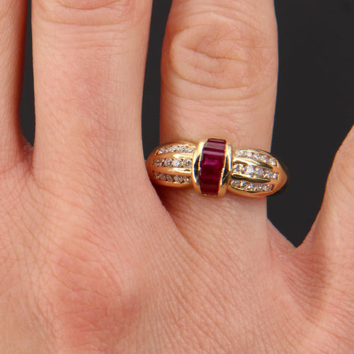Bague 57 Bague jonc diamants rubis calibrés 58 Facettes 21-832