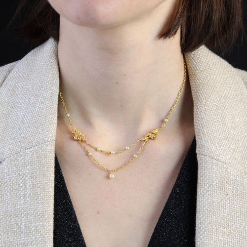 Collier Collier draperie en or et ses perles fines 58 Facettes 22-584