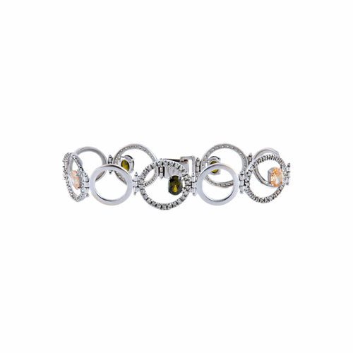 Bracelet Or Blanc BRACELET «YUMA» OR, MORGANITES & MOLDAVITES 58 Facettes BO/220080