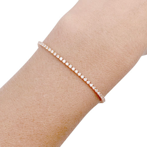 Bracelet Bracelet ligne diamants en or rose. 58 Facettes 33149