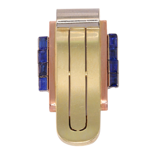 Clip Clip Vogue Vintage : Saphirs sertis en or tricolore 58 Facettes 24046-0110
