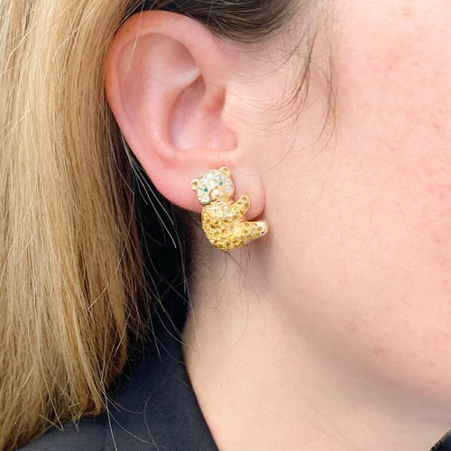 Boucles d'oreilles Boucles d'oreilles Van Cleef & Arpels, "Oursons", or jaune, diamants et saphirs. 58 Facettes 31391