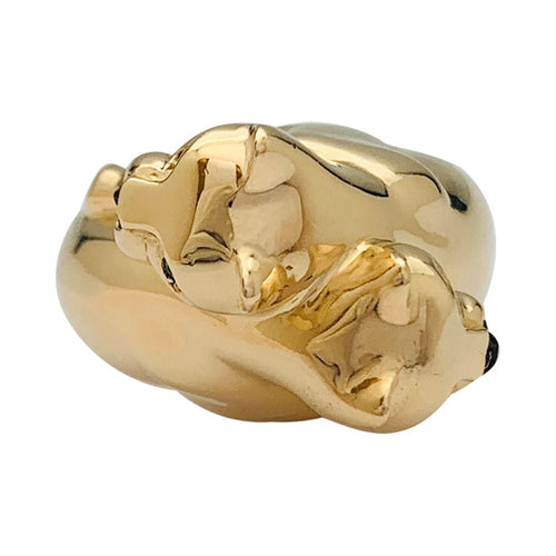 Bague 53 Bague Cartier, "Kozra", en or jaune, émeraude, onyx. 58 Facettes 31946