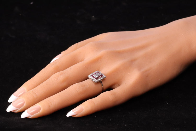Bague 54 Bague de fiançailles Art Déco diamant rubis 58 Facettes 23249-0100