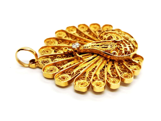 Pendentif Pendentif Paon Or jaune Diamant 58 Facettes 1141236CD