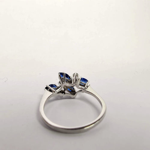 Bague Bague en or blanc diamants et saphirs 58 Facettes 5555