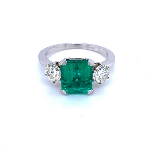 Bague Bague Platine Diamant Emeraude Colombienne 58 Facettes