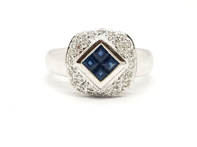 Bague 57 Bague Or blanc Saphir 58 Facettes 879865CD