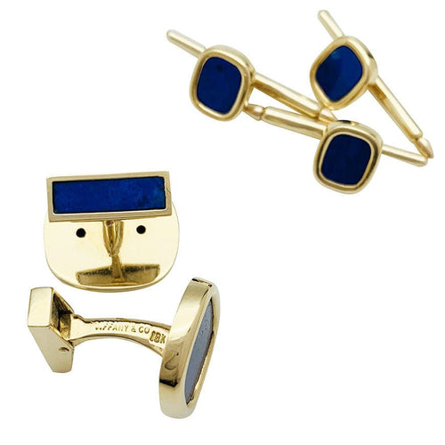 Boutons de manchette Boutons de manchette et de col Tiffany & Co. or et lapis lazuli. 58 Facettes 30769