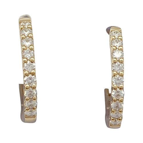 Boucles d'oreilles Paire de petites créoles en or jaune, diamants. 58 Facettes 32030