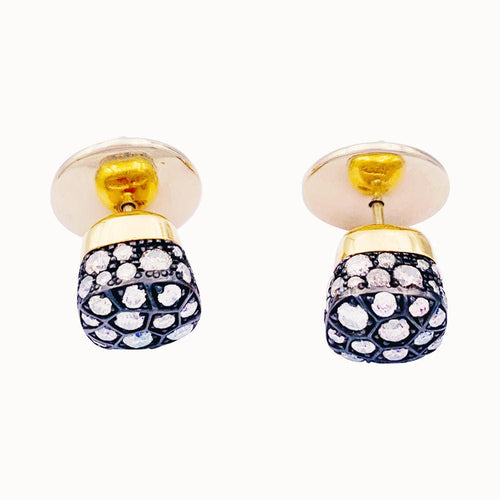 Boucles d'oreilles Puces Pomellato, "Nudo", deux ors, diamants bruns. 58 Facettes 33225