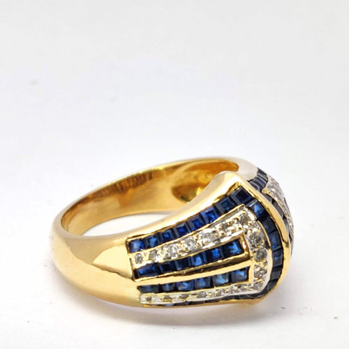 Bague Bague en or jaune diamants et saphirs 58 Facettes 20092