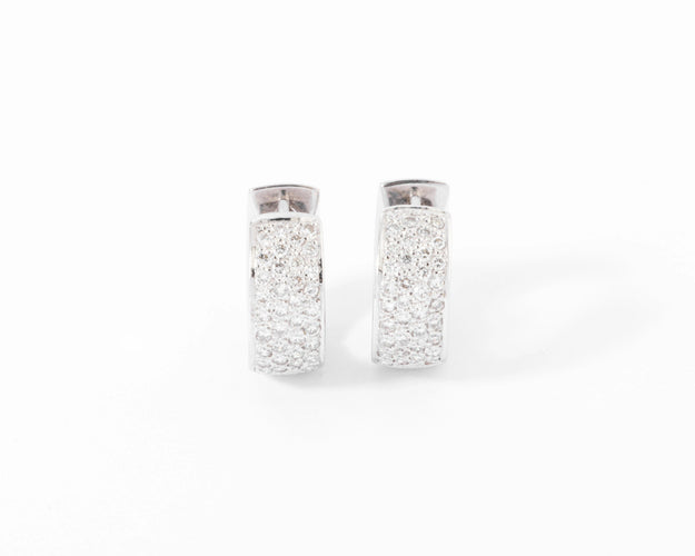 Boucles d'oreilles Boucles d'oreilles en demi-créole or gris et diamants 58 Facettes