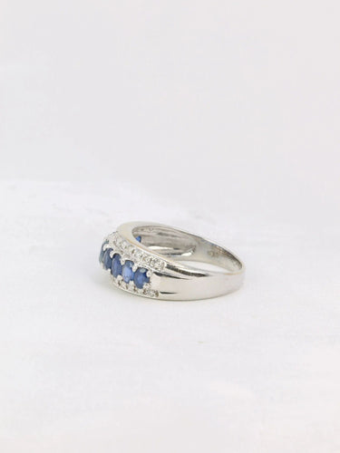 Bague 54.5 Bague jonc Or blanc Diamants Saphirs 58 Facettes J165