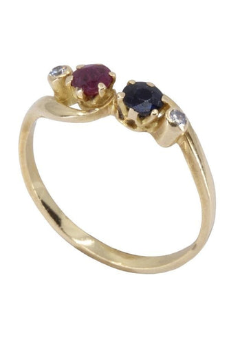 Bague 53 BAGUE MODERNE RUBIS, SAPHIR ET DIAMANTS 58 Facettes 065711