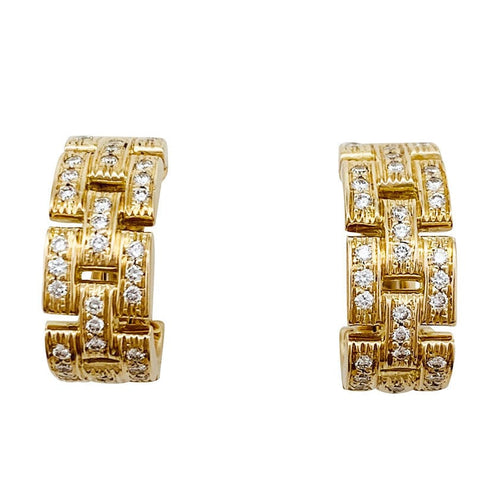 Boucles d'oreilles Boucles d'oreilles Cartier, "Maillon Panthère 3 rangs pavés", or jaune, diamants. 58 Facettes 31002