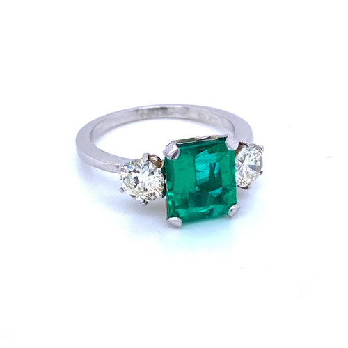 Bague Bague Platine Diamant Emeraude Colombienne 58 Facettes