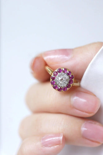 Bague Bague cible diamants et rubis 58 Facettes