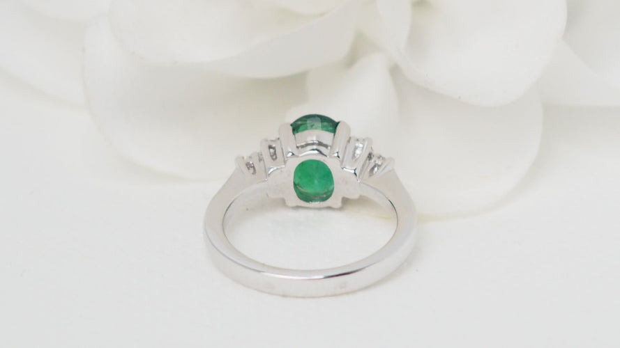 Bague 53.5 Bague Or Emeraude Diamants 58 Facettes 31392