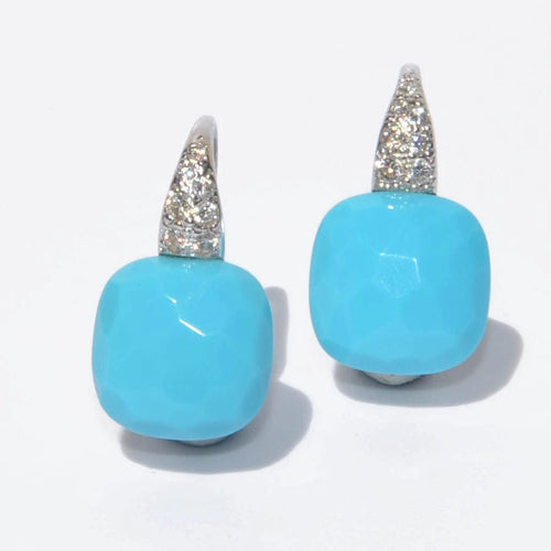 Boucles d'oreilles Boucles d'oreilles Pomellato modèle Capri en or gris et turquoise 58 Facettes
