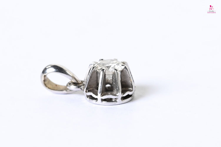 Pendentif Pendentif solitaire Or blanc Diamant 58 Facettes