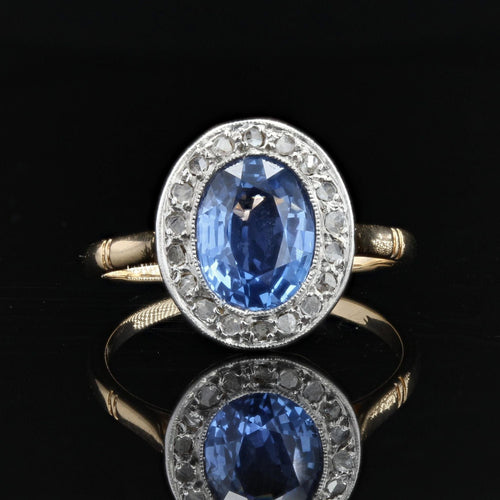 Bague 54 Bague ancienne saphir et diamants 58 Facettes 22-171