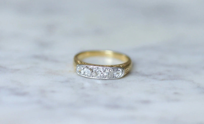 Bague 53.5 Bague jarretière Or jaune Platine Diamants 58 Facettes