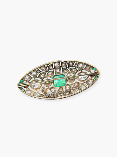 Broche Broche Emeraude de Colombie et Diamants 58 Facettes