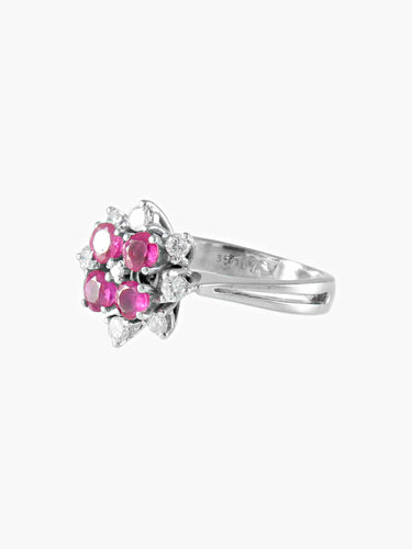 Bague 53 BAGUE VINTAGE RUBIS ET DIAMANTS EN OR BLANC 58 Facettes