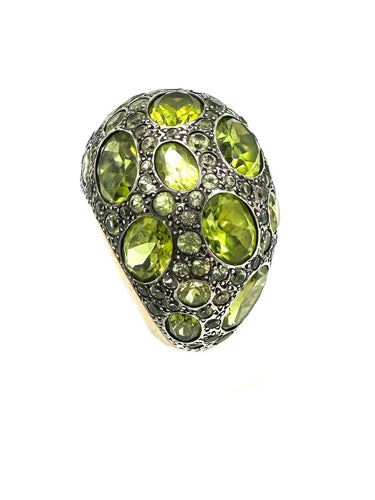 Bague 51 POMELLATO. Collection Tabou, bague or et argent ornée de péridots 58 Facettes