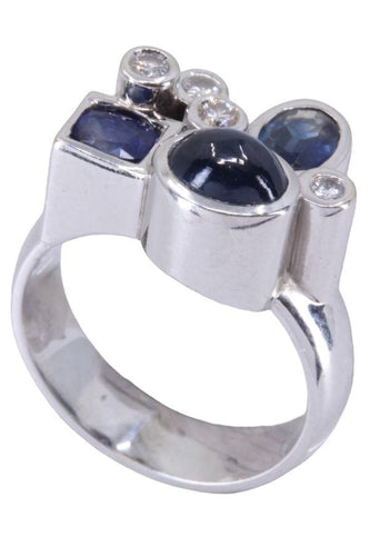 Bague 55.5 Bague moderne Or jaune Saphirs Diamants 58 Facettes 077201