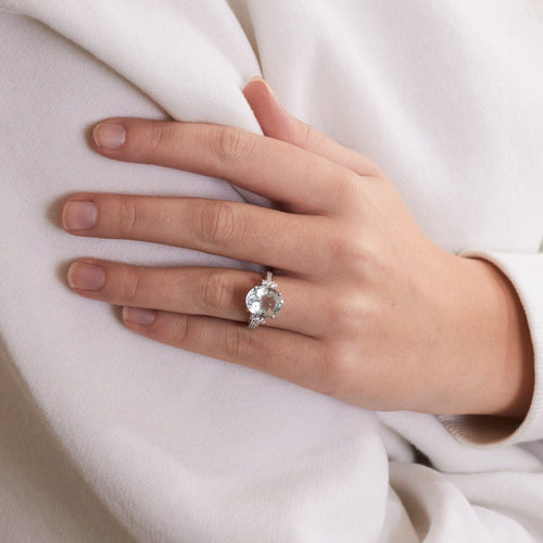Bague 53 Bague Aigue-marine Diamants 58 Facettes