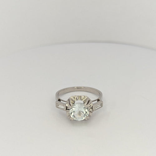 Bague Bague diamants et aigue-marine 58 Facettes 25627