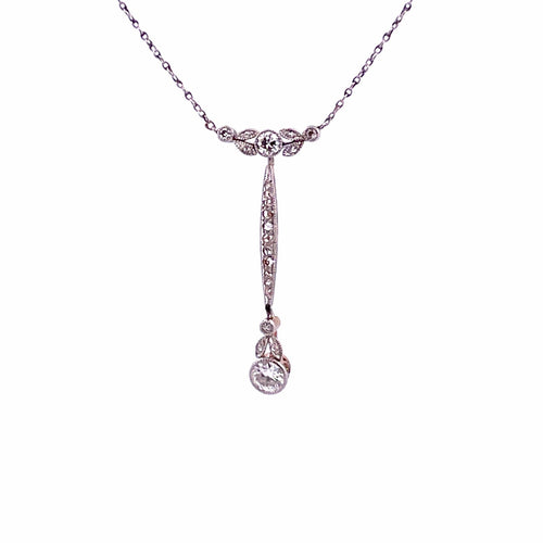 Collier Collier Art Déco platine et or serti de diamants 58 Facettes