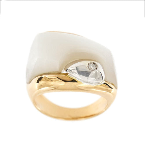 Bague 54 Bague Or blanc et rose Nacre Diamants 58 Facettes 34909