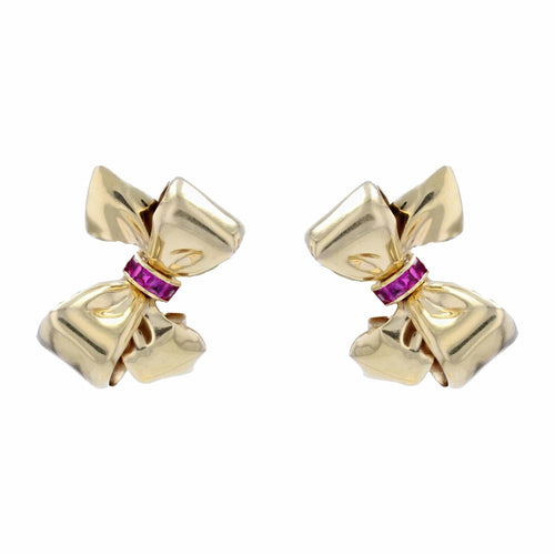 Boucles d'oreilles Clips d'oreilles rétro or rubis 58 Facettes 22-606