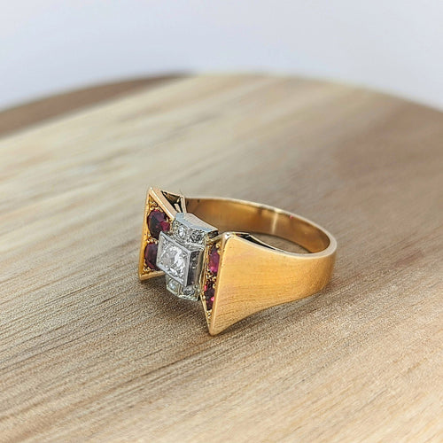 Bague Bague Tank en or jaune diamants et tourmalines 58 Facettes 16865