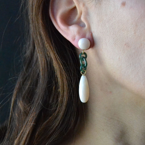 Boucles d'oreilles Boucles d'oreilles corail peau d'ange et jade 58 Facettes 22-194