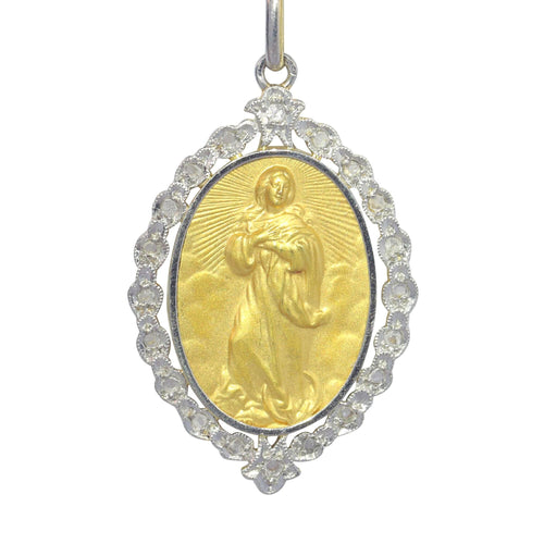 Pendentif Médaille Belle Epoque 2 ors Diamants 58 Facettes 23191-0414