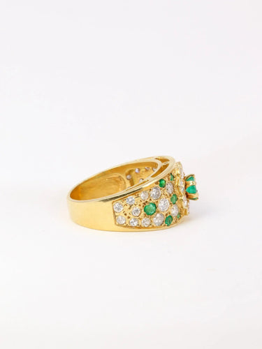 Bague Bague bandeau diamants émeraudes 58 Facettes J35