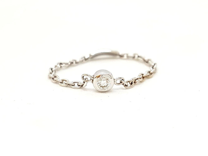Bague 52 Bague Chaînette Or blanc Diamant 58 Facettes 578686RV