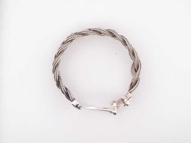 Bracelet vintage bracelet HERMES etrier sellerie argent 800 maille tressee 58 Facettes 254704