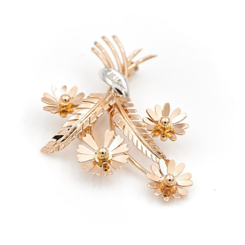 Collier Broche Fleur Or rose Diamant 58 Facettes 1969276CN