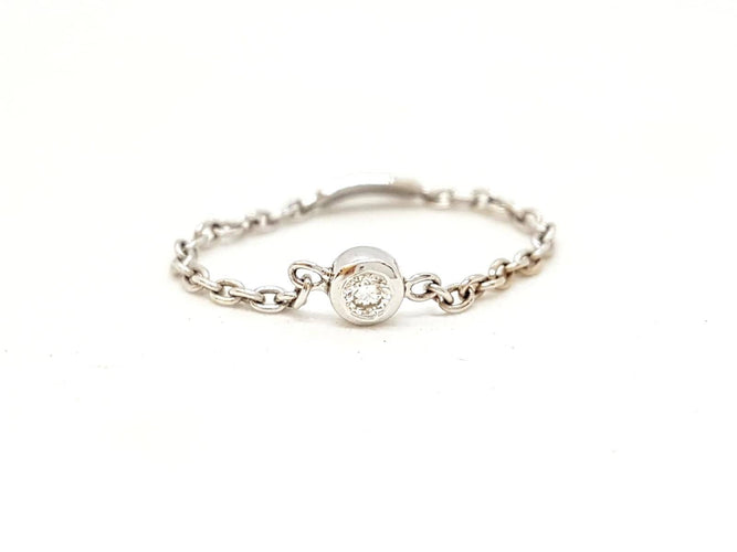 Bague 54 Bague Chaînette Or blanc Diamant 58 Facettes 578687RV