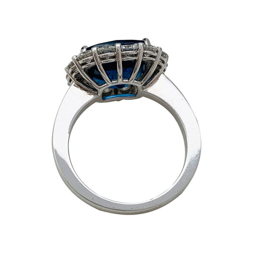 Bague 53 Bague à entourage saphir 6,11 carats, diamants. 58 Facettes 31035