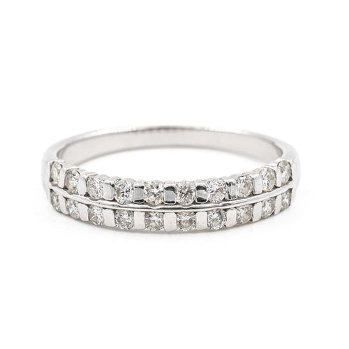 Bague 55 Bague Demi alliance Or blanc Diamant 58 Facettes 2092894CN