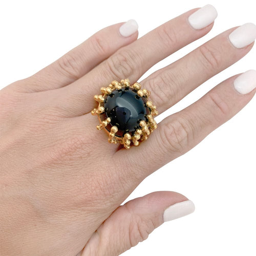 Bague 53 Bague Garnazelle "Boules d'amour" en or jaune et onyx. 58 Facettes 31578